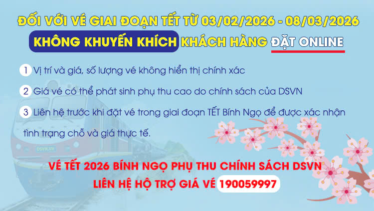 Chính Sách Phụ Thu Vé Tàu Tết 2026 – Đường Sắt Việt Nam